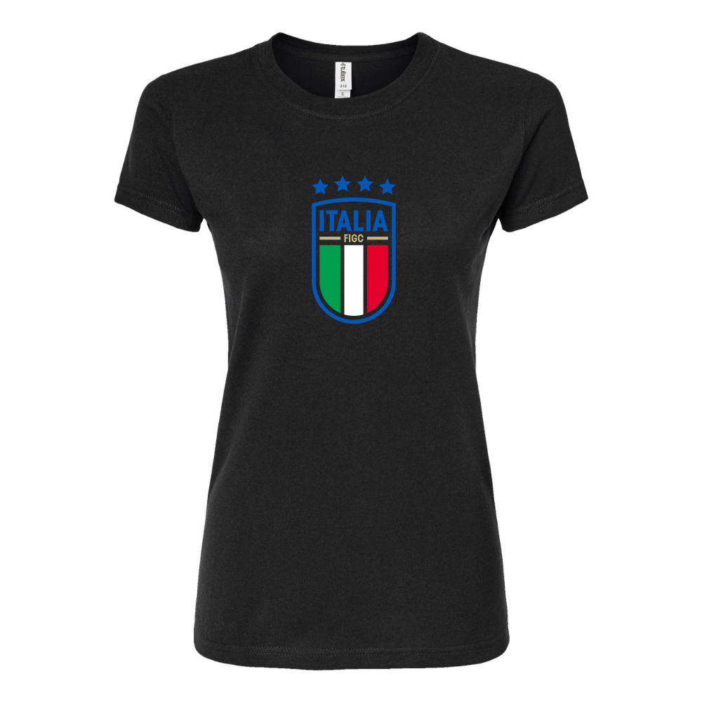 Women's Italy National Soccer Round Neck T-Shirt
