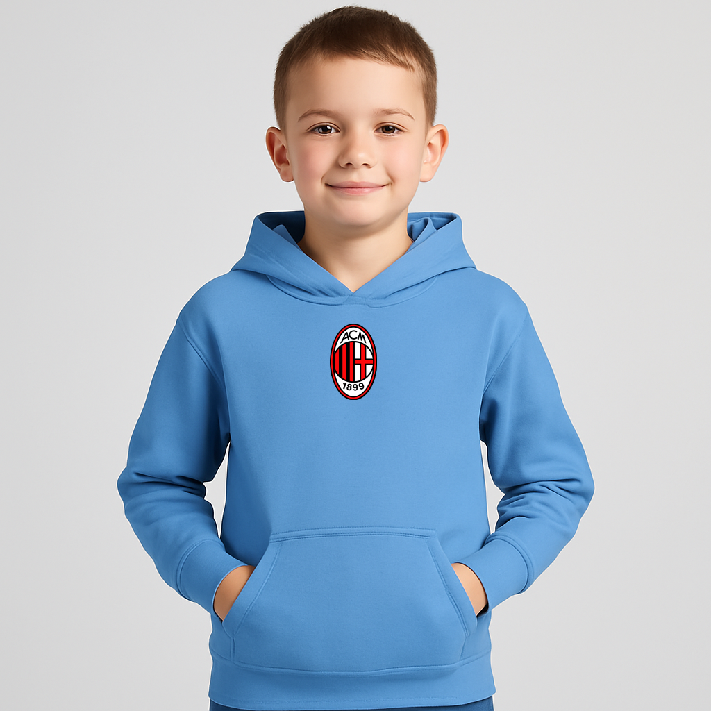 Youth Kids AC Milan Soccer Pullover Hoodie