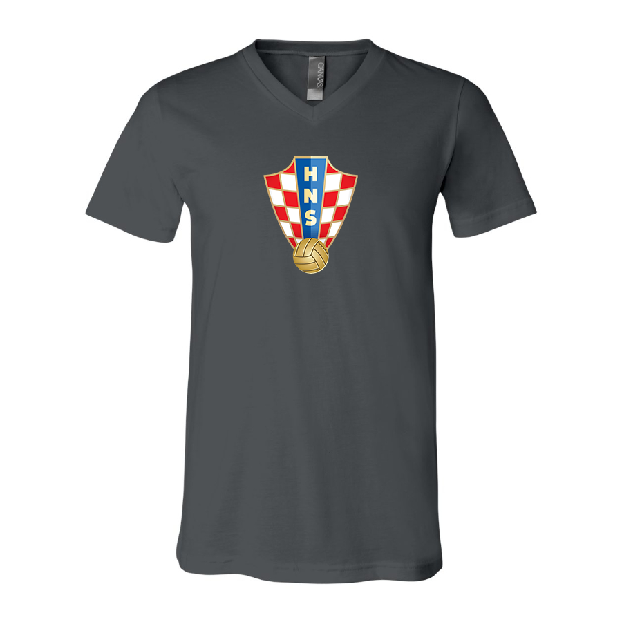 Men’s Croatia National Soccer Team - BELLA + CANVAS - Jersey V-Neck Tee - 3005