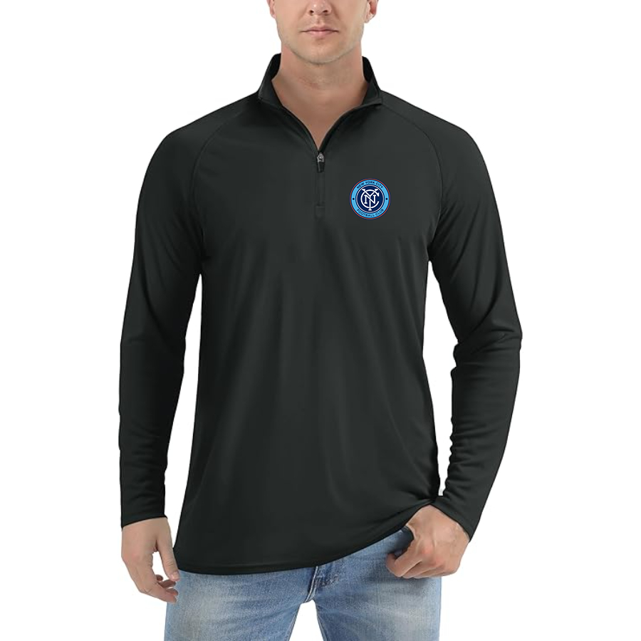 Men’s New York City FC - Lightweight Quarter-Zip Athletic Shirt – Long Sleeve Performance Wear