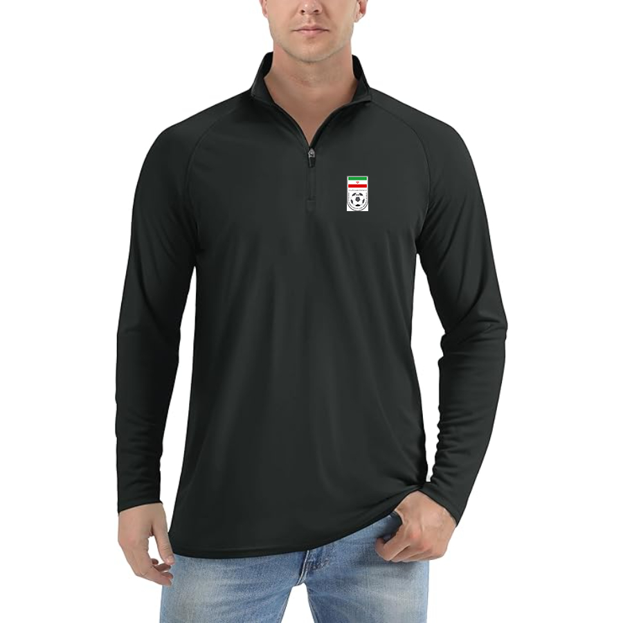 Men’s Iran National Soccer Team - Lightweight Quarter-Zip Athletic Shirt – Long Sleeve Performance Wear